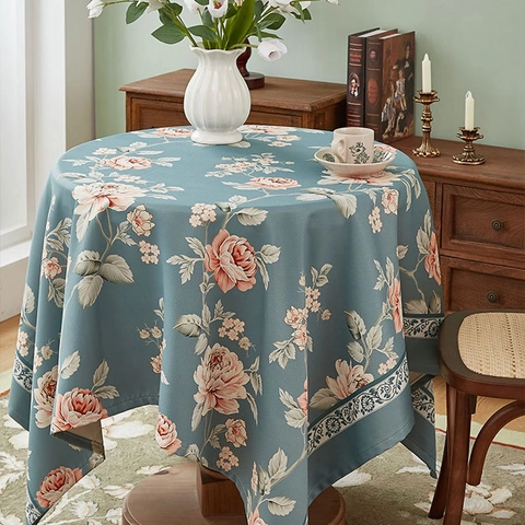Tovaglia con Stampa Floreale Retrò Americana Tessuto in Poliestere Impermeabile Oleorepellente Arredo per Soggiorno Tavolo Casa