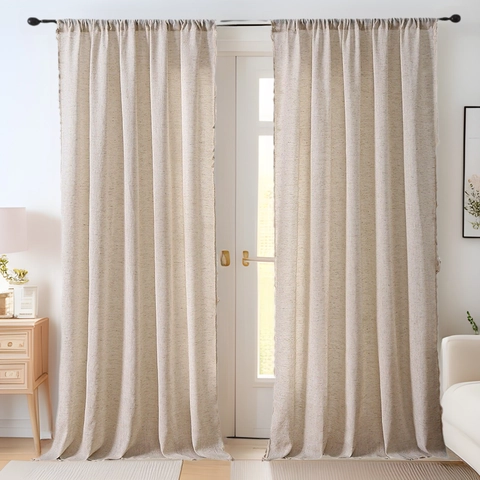 Modern Minimalist Cotton Linen Curtains With Tassels Semi-Blackout Solid Color Window Treatments For Bedroom Living Room Boho Tablecloth Decor