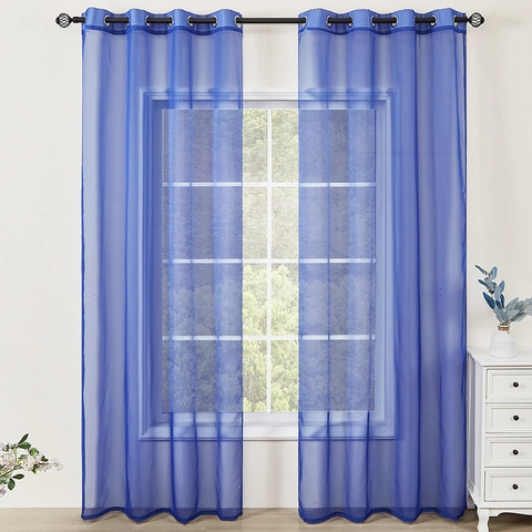 Sheer Curtains Waterproof Translucent Chiffon Fabric Outdoor Patio Grommet Top Solid Color Window Treatment Drapes For Home