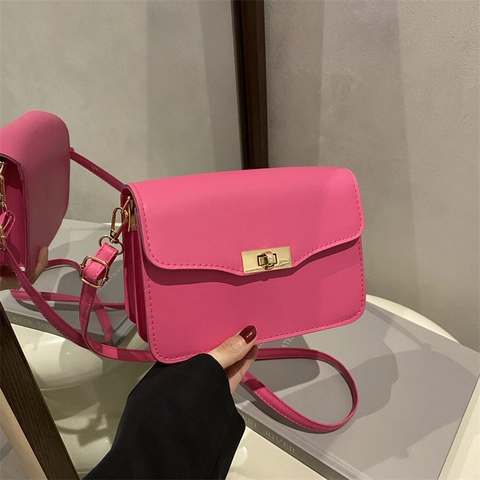 Retro PU Leather Crossbody Bag Small Square Shoulder Purse With Gold Turn Lock Multi Layer Organ Design For Women