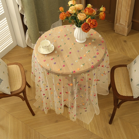 Landhausstil Blumen Stickerei Spitze Tischdecke Amerikanisch Retro Netz Tischdecke Für Küche Esszimmer Zuhause Dekoration