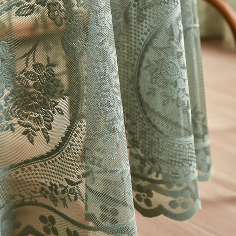 Vintage Spitze Volant Tischdecke Salbeigrün Blumen Mesh Rund Quadratisch Tischbezug Für Esszimmer Couchtisch Dekoration