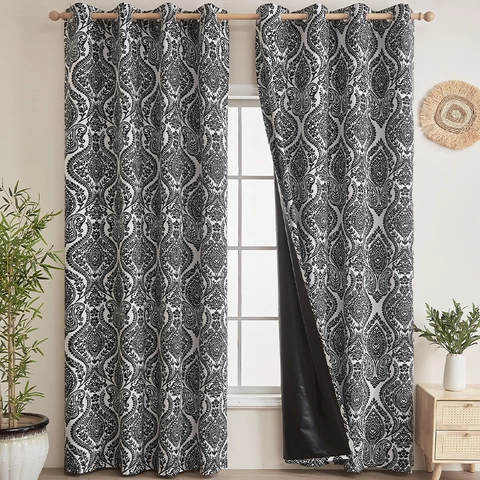 Vintage Paisley Floral Blackout Curtains For Bedroom Living Room Grommet Top Thermal Insulated Polyester Window Drapes Panel