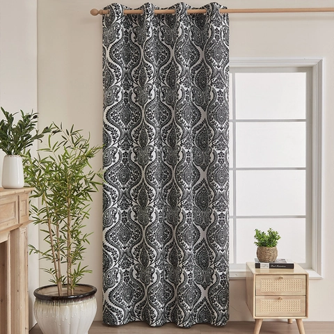 Vintage Paisley Floral Blackout Curtains For Bedroom Living Room Grommet Top Thermal Insulated Polyester Window Drapes Panel