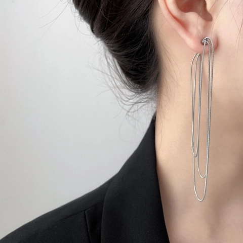 Titanstahl Ohrringe Für Damen Mehrlagige Schlangenknochen Quastenkette Geometrisches Herz Sonnenblume Retro Minimalistisch