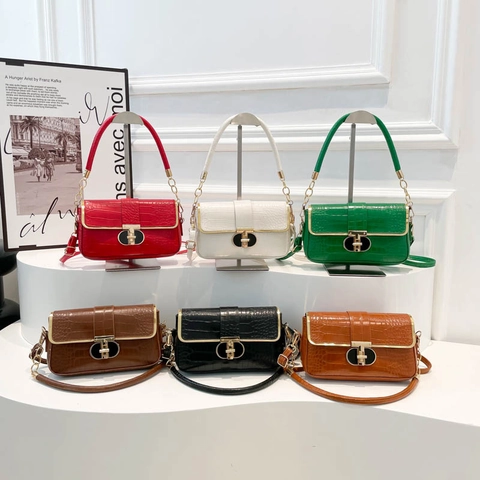 Bolso Cuadrado Pequeño Retro Con Patrón De Cocodrilo Para Mujer Bolso De Hombro De Cuero PU Con Cadena Dorada Asa Superior Bolso De Moda