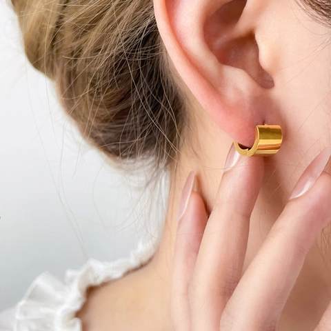 Orecchini A Cerchio Vintage Acciaio Inossidabile Triplo Arco Strutturato Liscio Largo Gioielli Da Donna