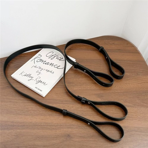 Adjustable PU Leather Bag Strap Replacement Shoulder Handbag Handle With Metal Rivets Solid Color Simple Style