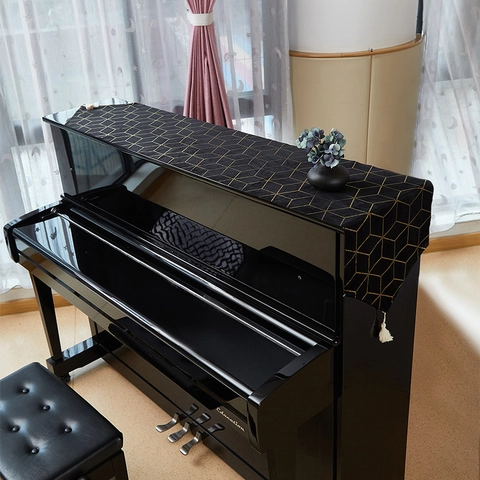 Modern Geometric Piano Cover Table Runner American Style Dustproof Polyester Decorative Scarf With Tassels For Home Decor