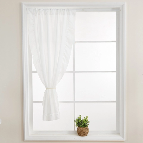 Cortinas Transparentes Blancas Con Volantes Bolsillo Para Varilla Voile Semitransparente Para Sala De Estar Dormitorio Estilo Francés Elegante