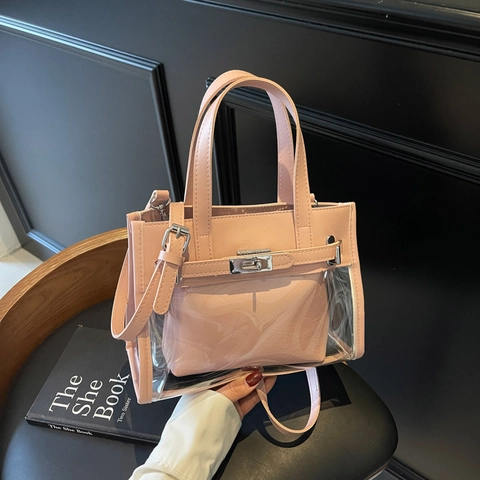 Borsa Jelly in PVC Trasparente da Donna Con Custodia Interna Chiusura Classica in Metallo Borsa a Tracolla a Spalla Quotidiana Viaggio