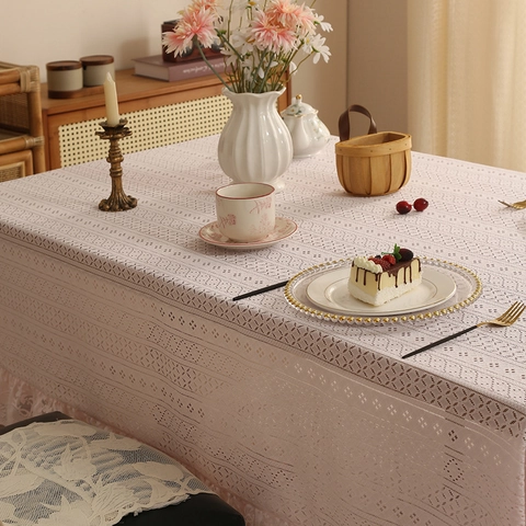 Elegante Tovaglia In Pizzo Poliestere Svuotato Copritavolo Rettangolare Con Bordo A Volant Per Sala Da Pranzo Stile Country Francese