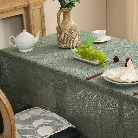 Tovaglia In Pizzo Vintage Poliestere Traforato Bordo Con Volant Decorativa Tavolo Da Pranzo Caffè Stile Francese Nordico