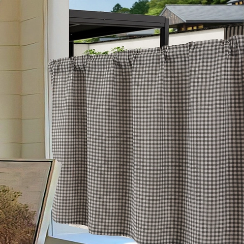 Modern Simple Pastoral Fabric Door Curtain Plaid Lemon Lavender Embroidery Partition Cafe Curtain For Kitchen Bedroom Home Decor