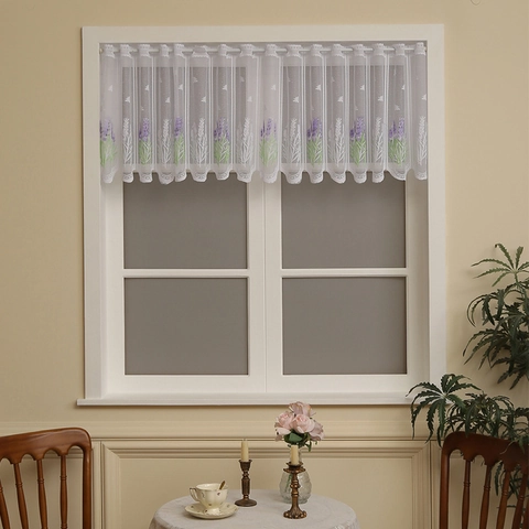 Vintage Lace Coffee Curtain Polyester Short Window Valance Rod Pocket Embroidered Pastoral Home Decor For Kitchen Cafe