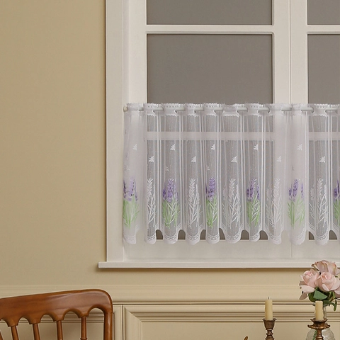 Vintage Lace Coffee Curtain Polyester Short Window Valance Rod Pocket Embroidered Pastoral Home Decor For Kitchen Cafe