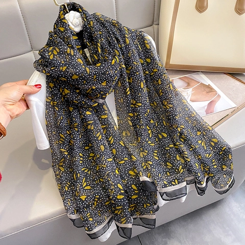 Sciarpa Chiffon Donna Scialle Stampa Floreale Foglia Pois Leggero Protezione Solare Spiaggia Estate Viaggio