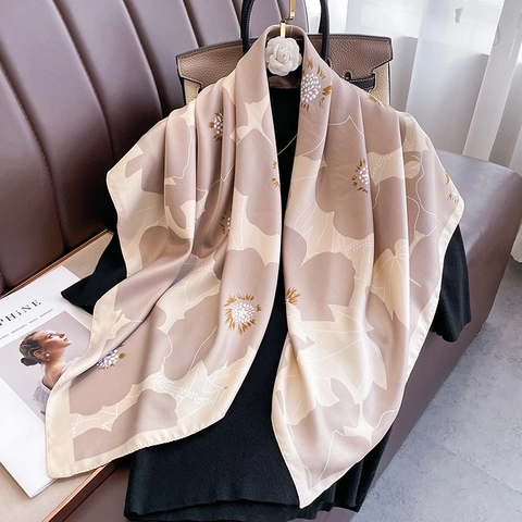 Sciarpa Quadrata Grande Con Stampa Floreale Da Donna Sensazione Di Raso Satinata Scialle Di Moda Accessorio Avvolgente Stampato Elegante
