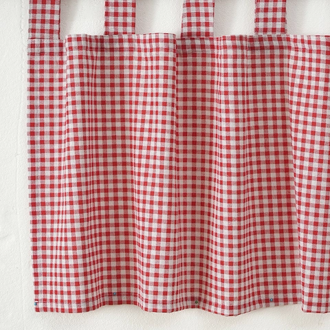 Moderne Tende da Caffè a Quadretti Gingham in Misto Cotone Poliestere con Passanti Tende Corte per Cucina Camera da Letto Bagno