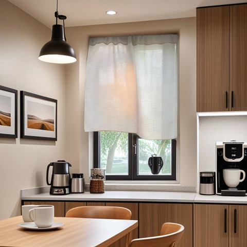 Japanese Minimalist Linen Blend Cafe Curtains Solid Color Semi-Sheer Rod Pocket Door Curtains For Kitchen Sink Decoration