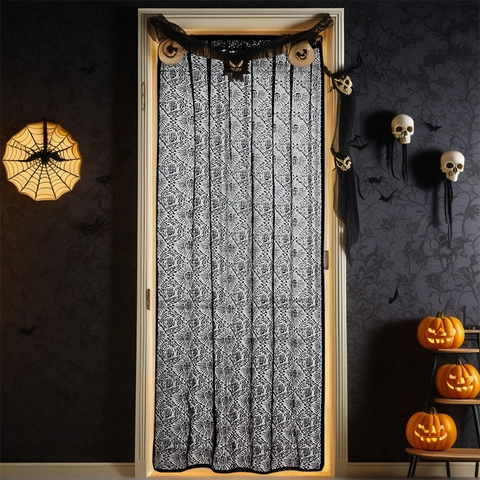 Tenda Per Porta Halloween Pizzo Tela Di Ragno Mano Fantasma Maglia Gotico Decorazione Festa Casa Accessorio Vintage Retro
