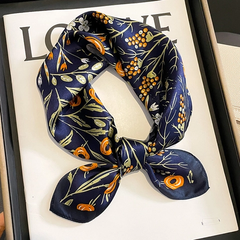 Sciarpa In Raso Di Gelso Da Donna Stampa Floreale Retrò Piccolo Fazzoletto Da Collo Quadrato Bandana Alla Moda Elegante
