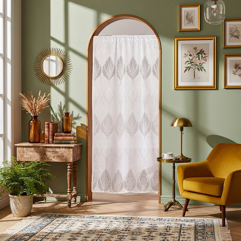 French Vintage Lace Door Curtain Polyester Rod Pocket Partition Screen For Bedroom Living Room Home Decoration Privacy Screen