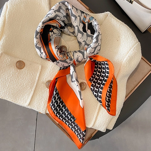 Foulard Quadrato Vintage Stampa Cavallo Carrozza Finta Raso Donna Elegante Moda Scialle Accessorio Collo