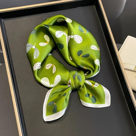Pañuelo Cuadrado De Satén De Mora Pura Elegante Estampado Vintage Bufanda De Cuello Accesorio De Oficina De Satén Mujer