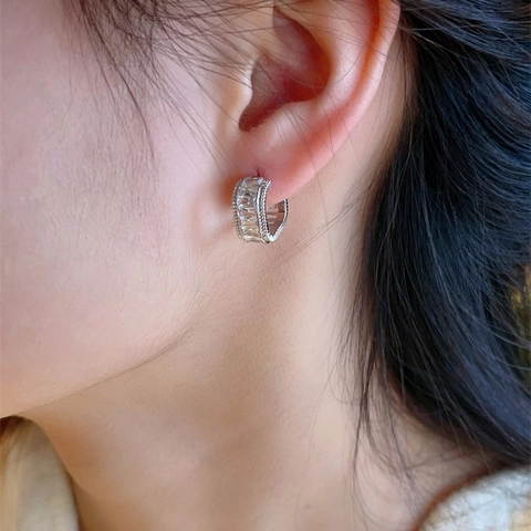 Baguette Zircon Geometric Square Stud Earrings With 925 Sterling Silver Earring Post Vintage Luxury Jewelry For Women