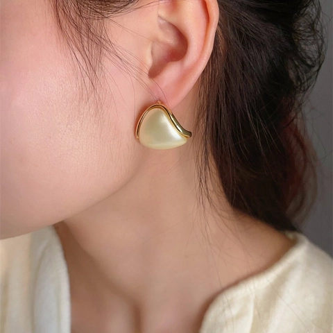 Orecchini A Lobo Con Künstliche Perle D'imitazione Geometriche Con Perno In Argento Sterling 925 Placcato Oro Stile Retrò Francese