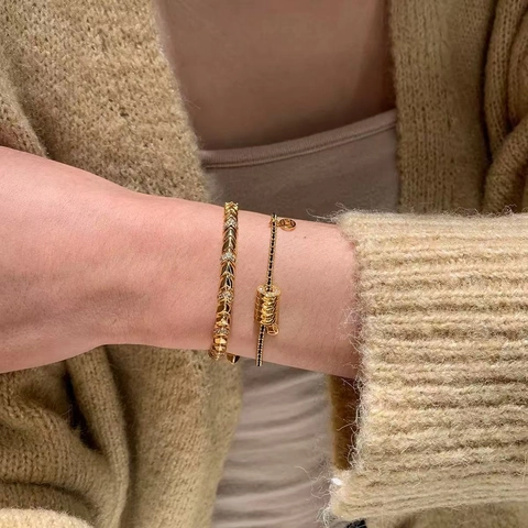 Pulsera De Monedas Chinas De Los Cinco Emperadores Mujer Cuerda Trenzada Negra Aleación De Cobre Joyería De Suerte