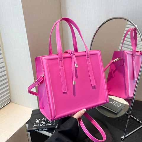 Women PU Leather Crossbody Bag Structured Vertical Square Tote Handbag With Adjustable Strap Knot Decor Elegant