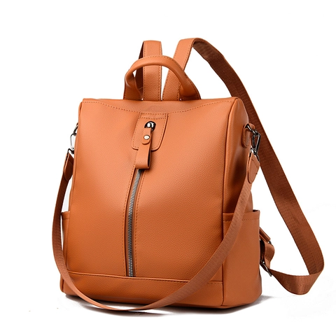 Women Fashion Backpack Lychee Pattern PU Leather Multi-way Shoulder Bag Anti-theft Casual Travel Large Capacity Daypack