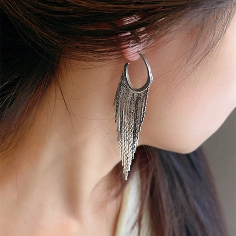 Elégantes Boucles D'oreilles Pendantes À Long Pompon Pour Femmes Avec Tige En Argent Sterling 925 Bijoux À La Mode