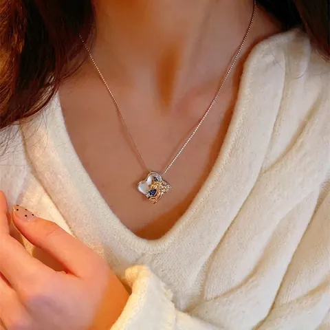 Gioielli Vintage Francesi Collana E Orecchini Con Perno In Argento Sterling 925 Cristallo Blu Unicorno Rilievo Lusso