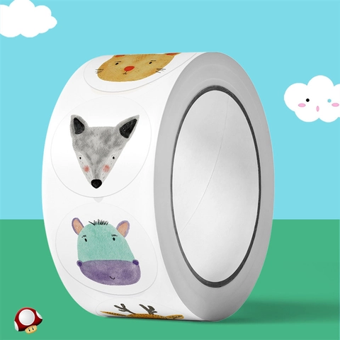Runde Cartoon Tier Aufkleber Aquarell Handgemalt Für Umschlag Versiegelung Geschenk Dekoration DIY Schreibwaren Kinder