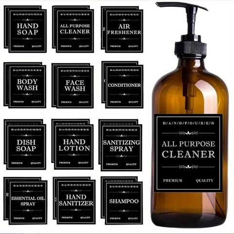 Etichette Adesive Impermeabili Per Bottiglie Shampoo Sapone Etichette Organizzazione Bagno Cucina Minimalista Decalcomanie
