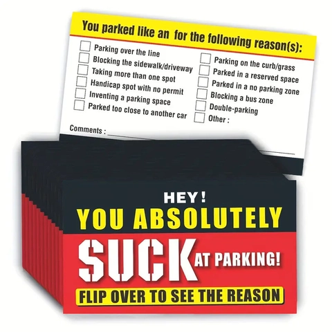 Foutparkeren Waarschuwingskaarten Grap Checklist Humor Cadeau Dubbelzijdig Papier Voor Automobilisten Volwassenen