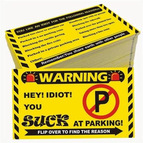 Biglietti Di Avvertimento Per Parcheggio Errato Regalo Divertente Per Cattivi Conducenti Cartellini Gialli