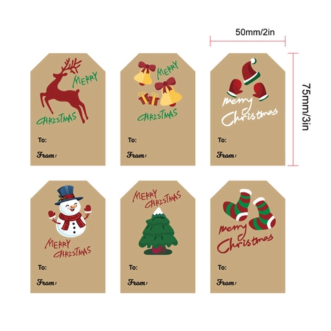 Weihnachten Kraftpapier Geschenkanhänger Aufkleber Rentier Schneemann Baum Etiketten Für Feiertagsgeschenk Deko