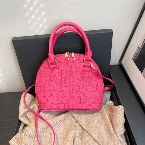 Bolso Concha de Cuero PU con Patrón de Cocodrilo para Mujer Bolso de Mano Retro Bandouliera para Uso Diario