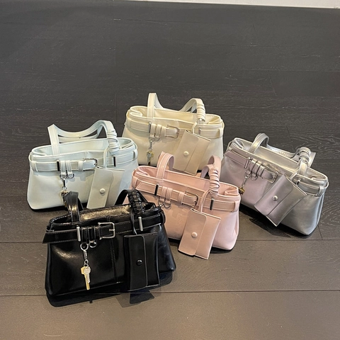 Women Fashion PU Underarm Bag Retro Y2K Shoulder Bag With Detachable Mini Pouch Key Charm For Casual Daily Commute