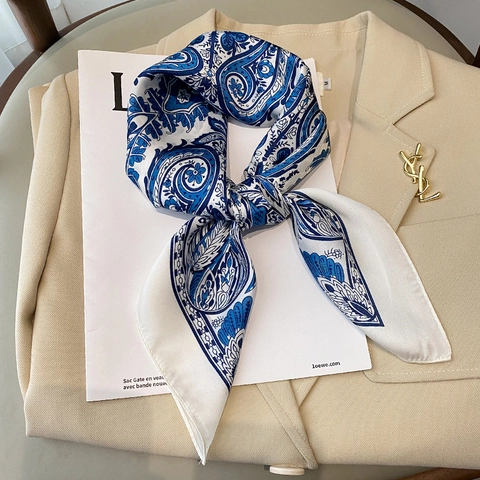 Sciarpa Quadrata Floreale Paisley Elegante Foulard In Imitazione Raso Per Donna Fascia Leggera Accessorio Versatile