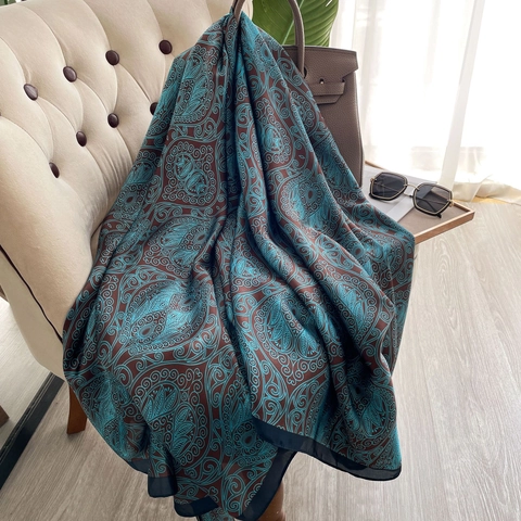 Sciarpa Scialle Grande Da Donna Motivo Paisley Imitazione Raso Raso Morbido Leggero Spiaggia Estate Protezione Solare Stile Etnico