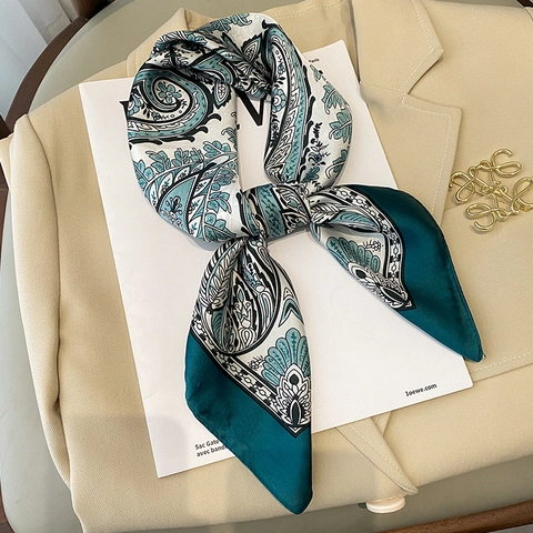 Sciarpa Quadrata Floreale Paisley Elegante Foulard In Imitazione Raso Per Donna Fascia Leggera Accessorio Versatile