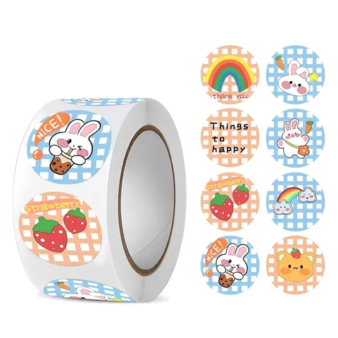 Kawaii Cartoon Animal Round Decorative Copperplate Stickers For DIY Scrapbooking Journaling Greeting Cards Reward Labels