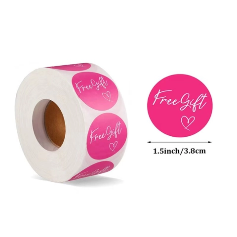 Pegatinas Redondas Free Gift Etiquetas De Papel Adhesivo Diseño Corazón Para Embalaje Pequeñas Empresas Rosa