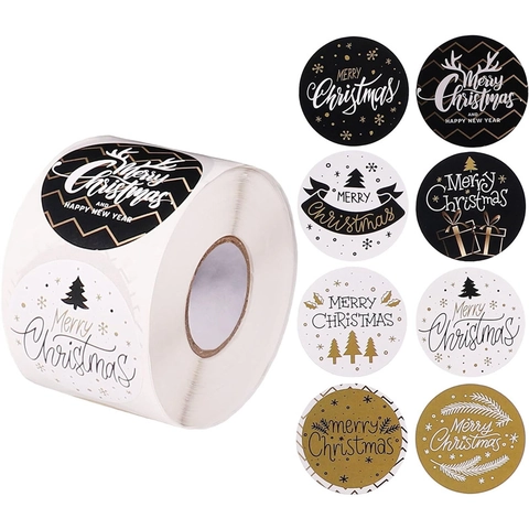 Weihnachtsaufkleber Rolle Runde Haftetiketten Für Geschenkverpackungen Feiertagsdekoration Merry Christmas