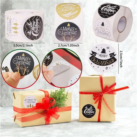 Weihnachtsaufkleber Rolle Runde Haftetiketten Für Geschenkverpackungen Feiertagsdekoration Merry Christmas